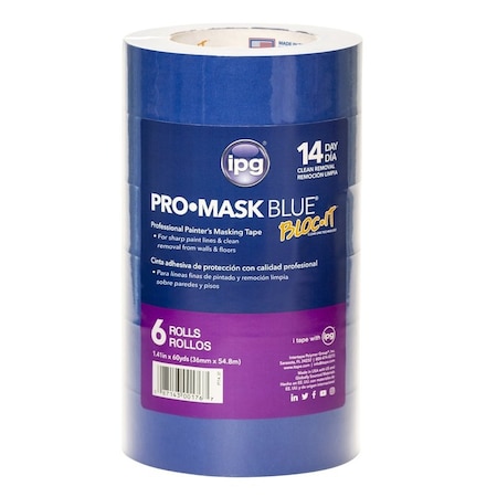 Intertape IPG Pro Mask 1.41 in. W X 60 yd L Blue High Strength Painter's Tape 6 pk 99489